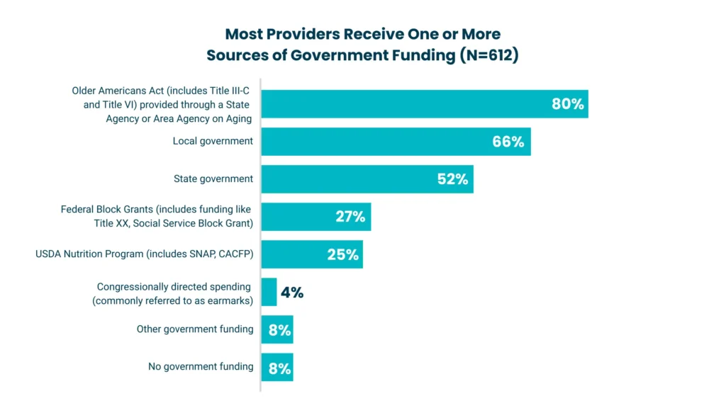 Most providers receive one or more sources of government funding