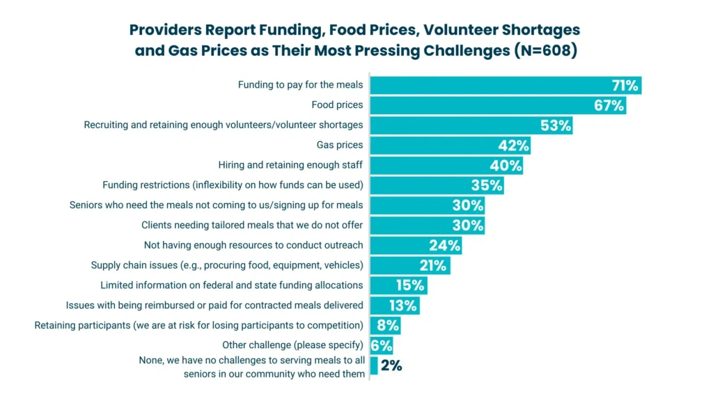 Providers report funding, food prices, volunteer shortages and gas prices as their most pressing challenges